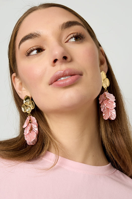 Flower earrings with mother of pearl