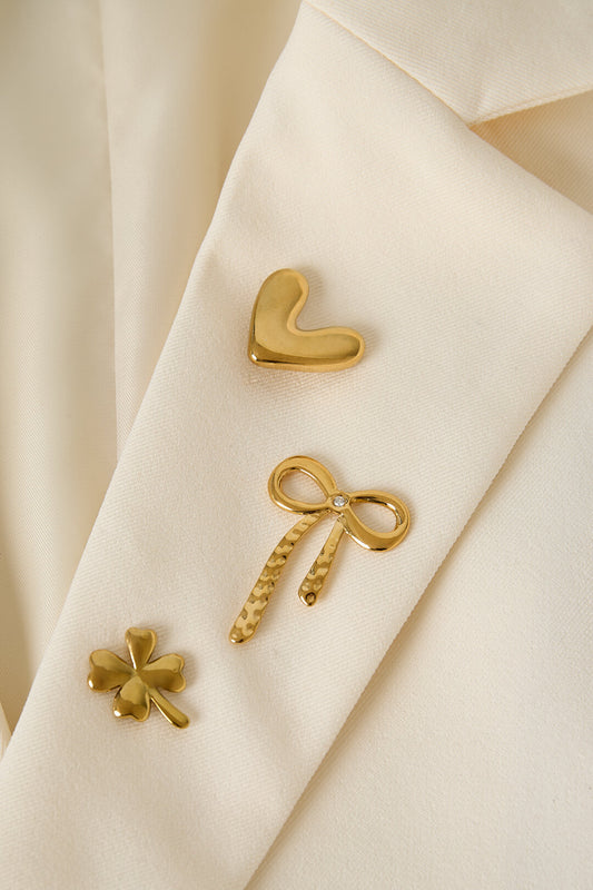 Stainless Steel Brooches Heart Simple Daily Simple Series Women's jewelry