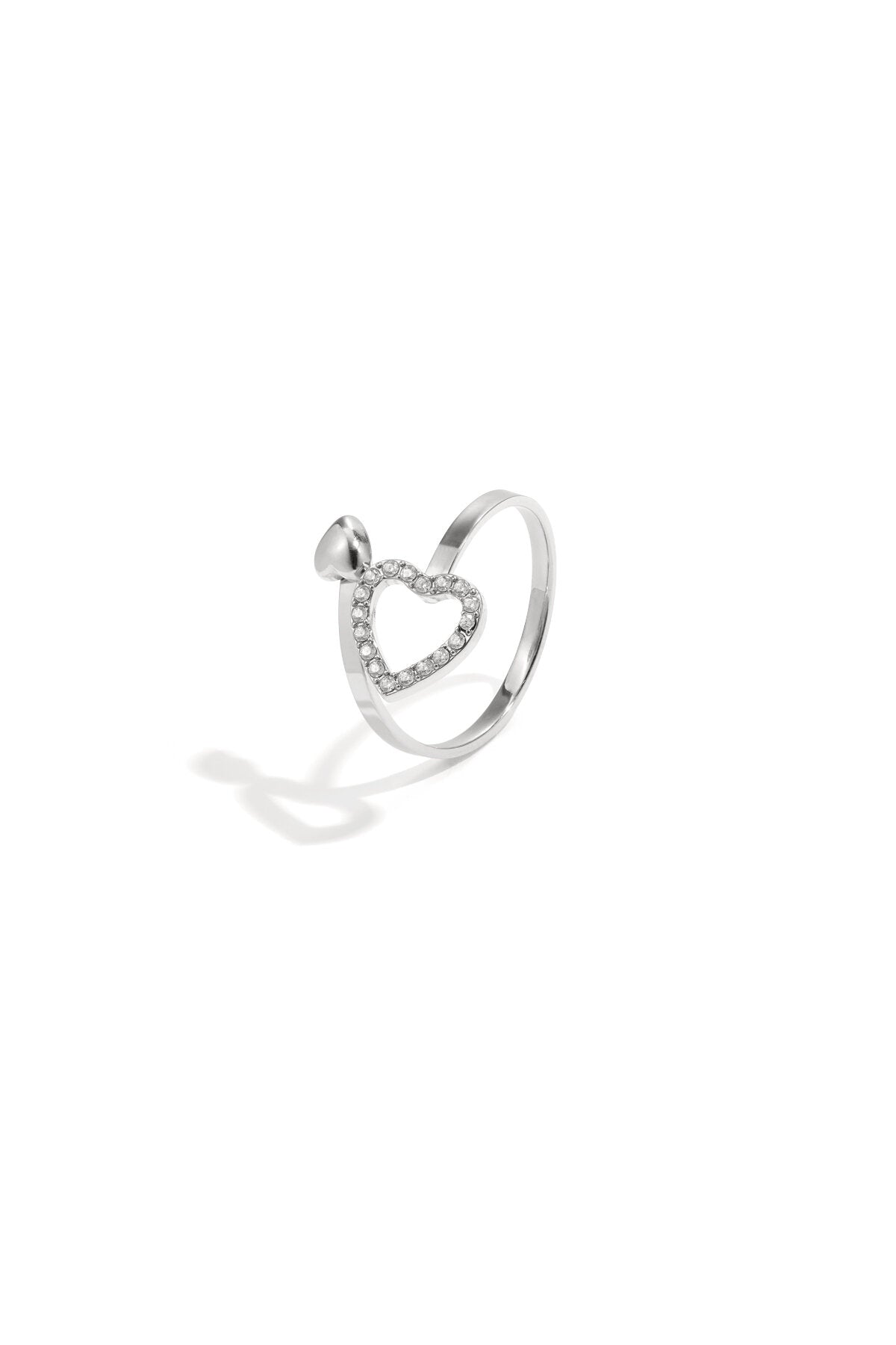 Adjustable ring with hearts and stones