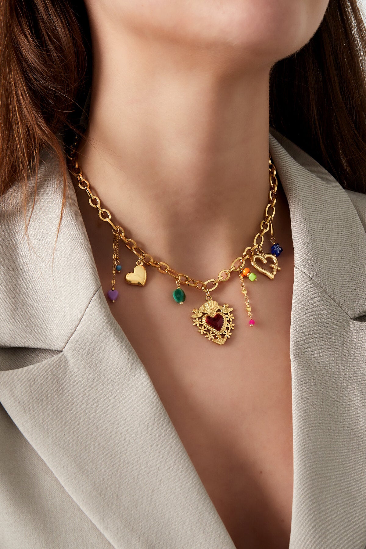 charm necklace milagros heart