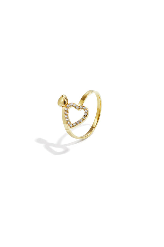 Adjustable ring with hearts and stones