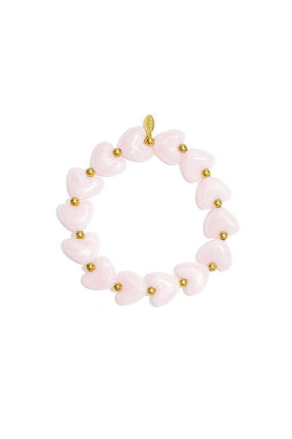 Elastic heart beaded bracelet