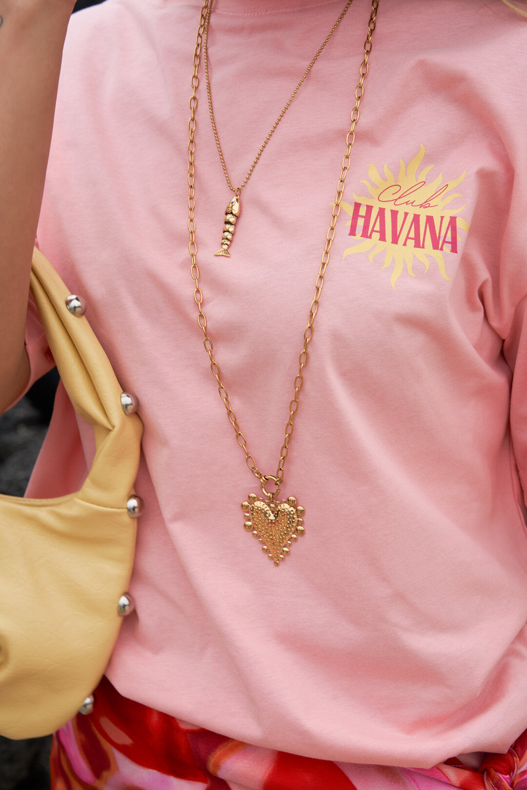 Long necklace with chunky heart charm