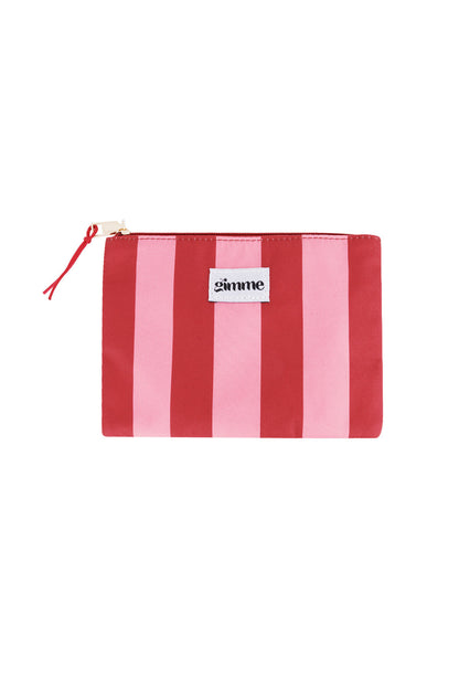 Flat toiletry bag thick stripe - Pink red