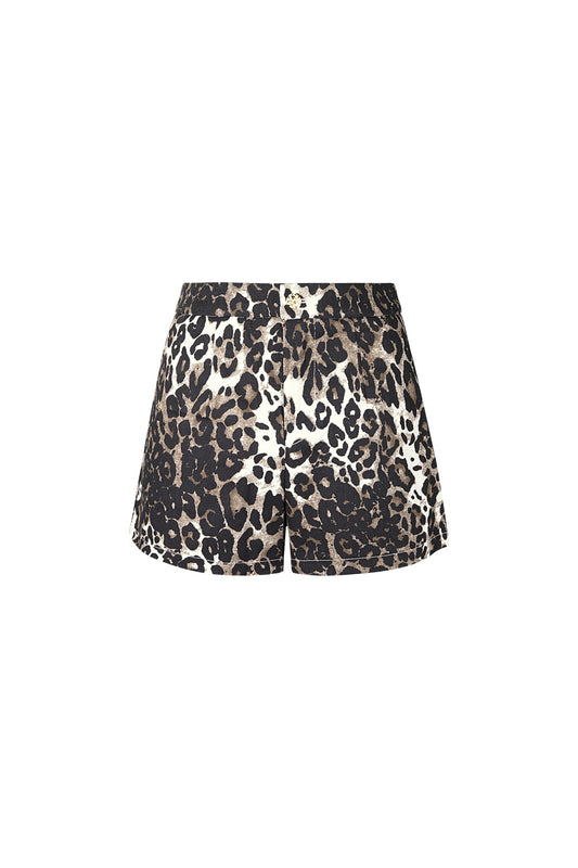 Cotton Women's Shorts Leopard Print High Waist