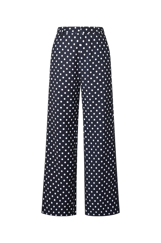 Woven Polyester Fiber Women's Straight Pants Elegant Polka Dots