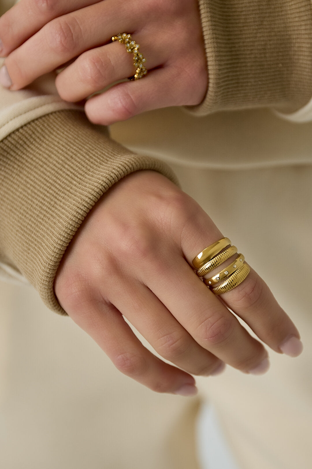 Layered ring with striped design