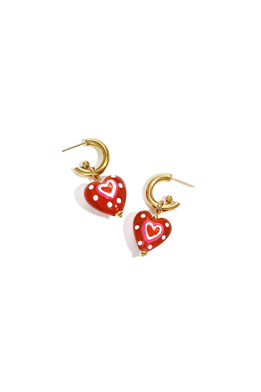 Earrings with pendant decorated heart