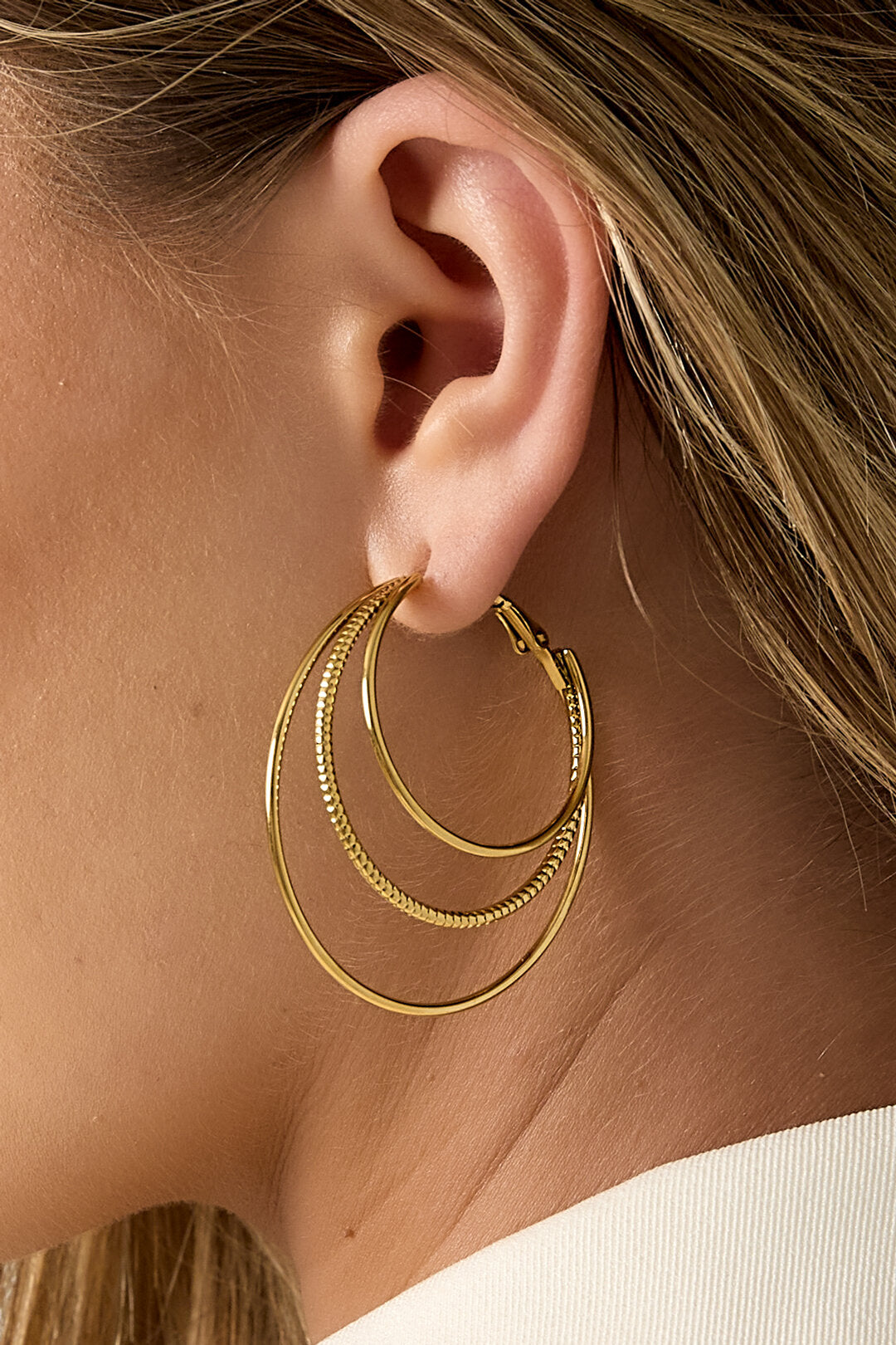 Layered plain hoop earrings