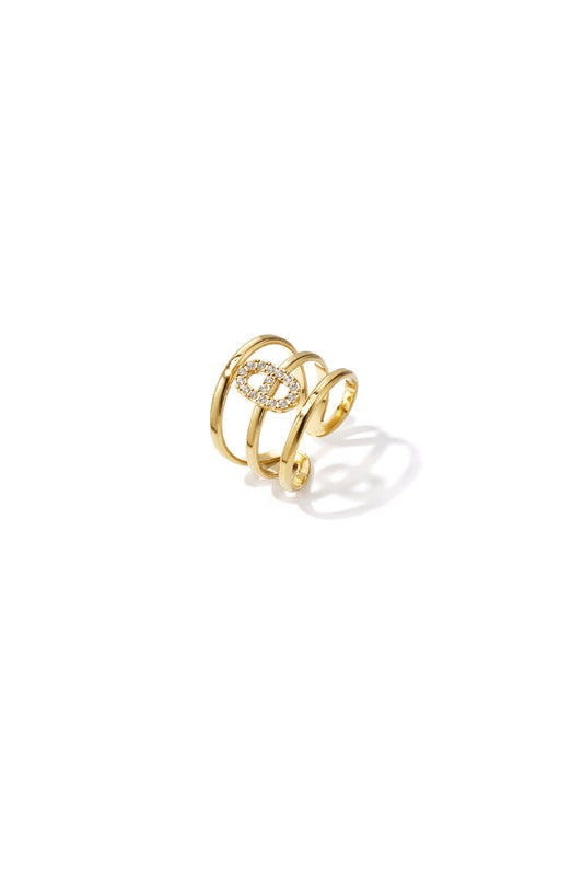 Elegant Adjustable Statement Ring in Silver & Gold