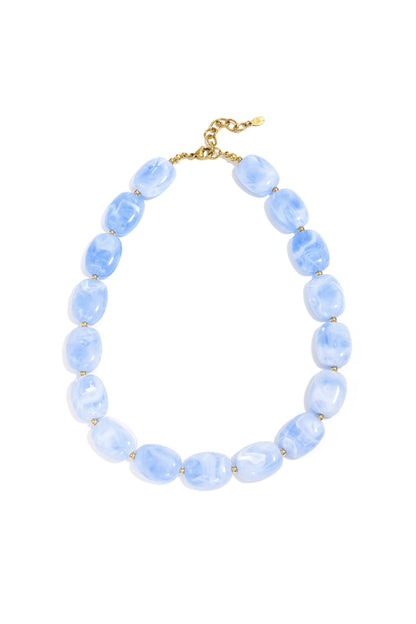 Necklace with squoval beads