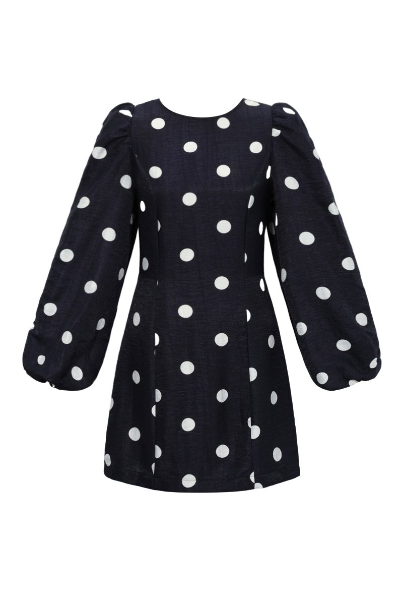 Woven Polyester Fiber Women's Mini Dress Elegant Polka Dots - Velaris Femme